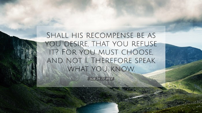 Picture 07 - Job 34:33 WEB Desktop Wallpaper - Shall his recompense be as you desire, that you - Desktop Bible Verse Wallpaper