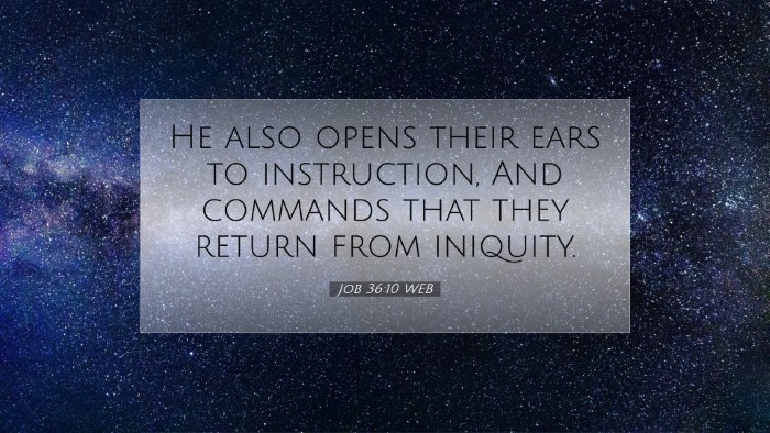 Picture 07 - Job 36:10 WEB Desktop Wallpaper - He also opens their ears to instruction, And - Desktop Bible Verse Wallpaper