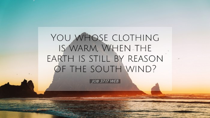Picture 07 - Job 37:17 WEB Desktop Wallpaper - You whose clothing is warm, When the earth is - Desktop Bible Verse Wallpaper