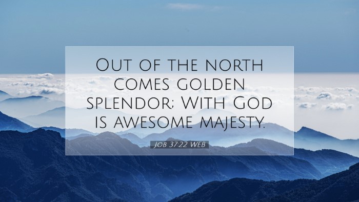 Picture 07 - Job 37:22 WEB Desktop Wallpaper - Out of the north comes golden splendor; With God - Desktop Bible Verse Wallpaper