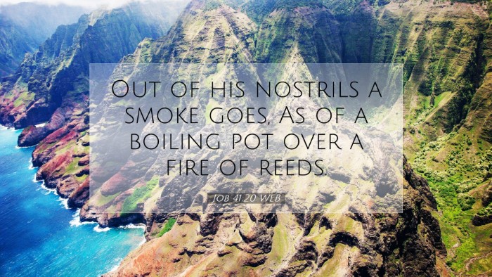 Picture 07 - Job 41:20 WEB Desktop Wallpaper - Out of his nostrils a smoke goes, As of a boiling - Desktop Bible Verse Wallpaper