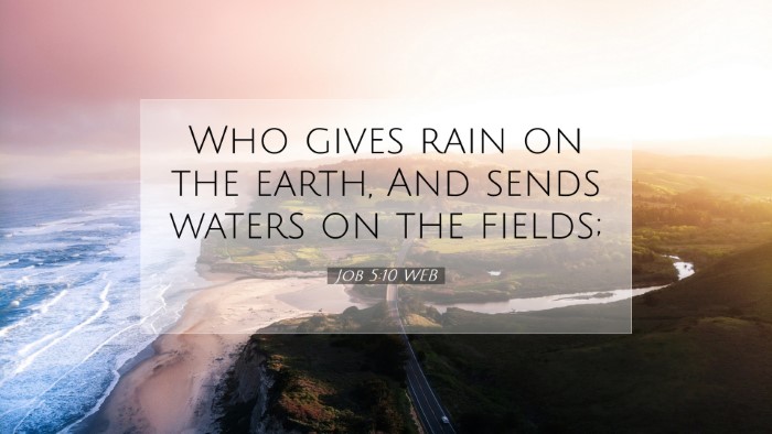 Picture 07 - Job 5:10 WEB Desktop Wallpaper - Who gives rain on the earth, And sends waters on - Desktop Bible Verse Wallpaper