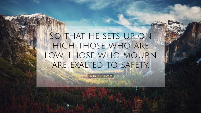 Picture 07 - Job 5:11 WEB Desktop Wallpaper - So that he sets up on high those who are low, - Desktop Bible Verse Wallpaper