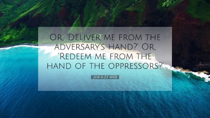 Picture 07 - Job 6:23 WEB Desktop Wallpaper - Or, 'Deliver me from the adversary's hand?' Or, - Desktop Bible Verse Wallpaper
