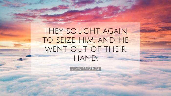 Picture 07 - John 10:39 WEB Desktop Wallpaper - They sought again to seize him, and he went out - Desktop Bible Verse Wallpaper