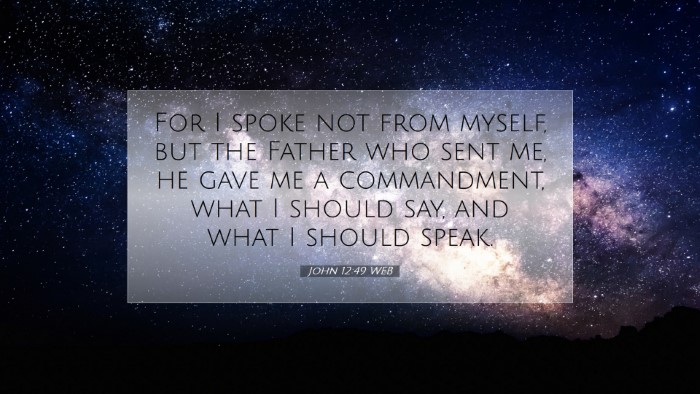 Picture 07 - John 12:49 WEB Desktop Wallpaper - For I spoke not from myself, but the Father who - Desktop Bible Verse Wallpaper