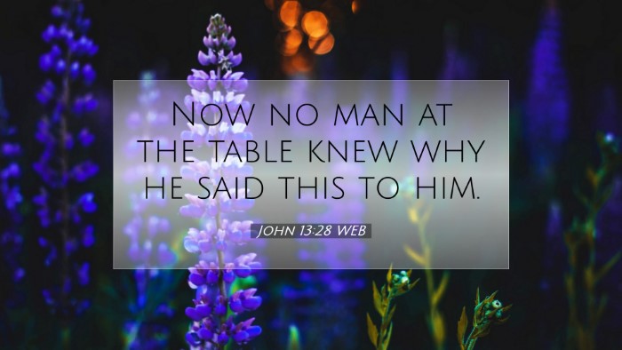 Picture 07 - John 13:28 WEB Desktop Wallpaper - Now no man at the table knew why he said this to - Desktop Bible Verse Wallpaper