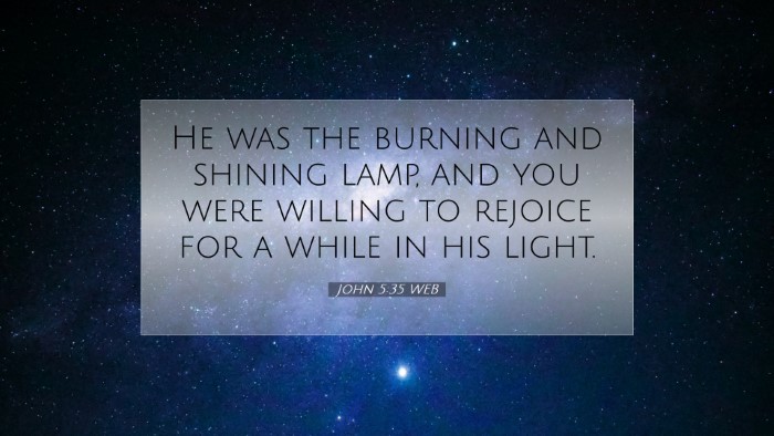 Picture 07 - John 5:35 WEB Desktop Wallpaper - He was the burning and shining lamp, and you were - Desktop Bible Verse Wallpaper