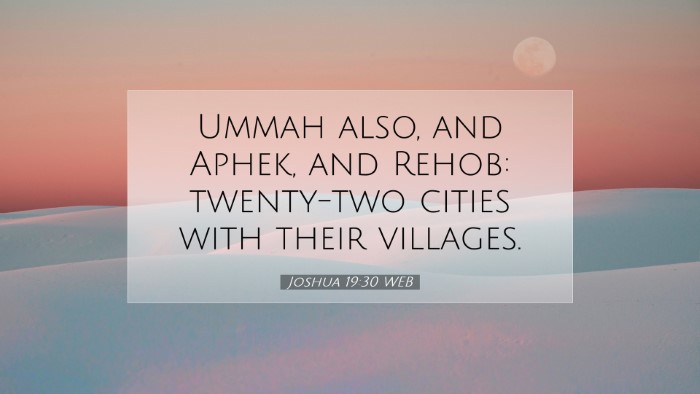 Picture 07 - Joshua 19:30 WEB Desktop Wallpaper - Ummah also, and Aphek, and Rehob: twenty-two - Desktop Bible Verse Wallpaper