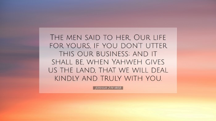 Picture 07 - Joshua 2:14 WEB Desktop Wallpaper - The men said to her, Our life for yours, if you - Desktop Bible Verse Wallpaper