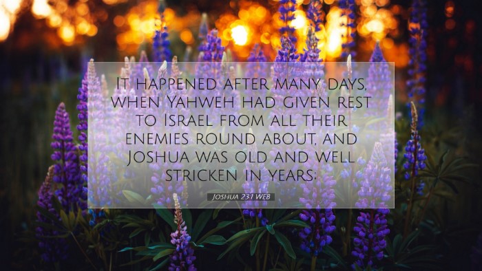 Picture 07 - Joshua 23:1 WEB Desktop Wallpaper - It happened after many days, when Yahweh had - Desktop Bible Verse Wallpaper