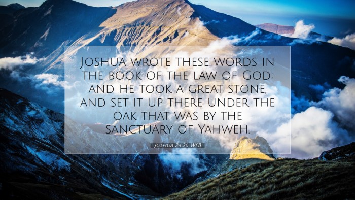 Picture 07 - Joshua 24:26 WEB Desktop Wallpaper - Joshua wrote these words in the book of the law - Desktop Bible Verse Wallpaper