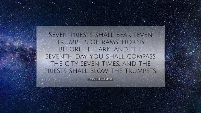 Picture 07 - Joshua 6:4 WEB Desktop Wallpaper - Seven priests shall bear seven trumpets of rams' - Desktop Bible Verse Wallpaper