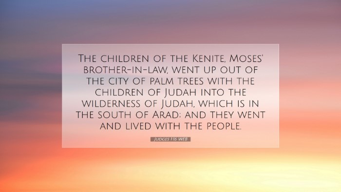 Picture 07 - Judges 1:16 WEB Desktop Wallpaper - The children of the Kenite, Moses' - Desktop Bible Verse Wallpaper