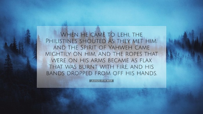 Picture 07 - Judges 15:14 WEB Desktop Wallpaper - When he came to Lehi, the Philistines shouted as - Desktop Bible Verse Wallpaper