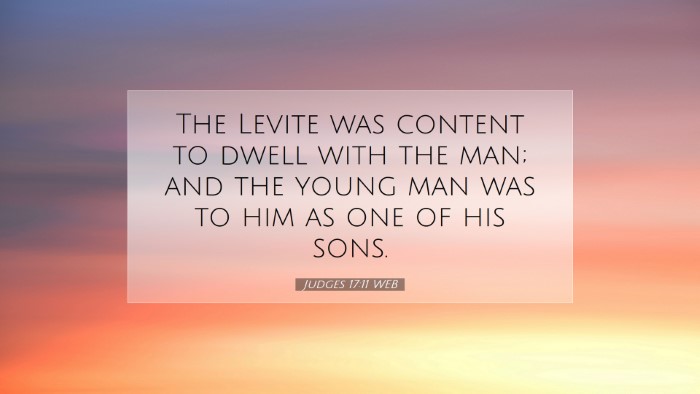 Picture 07 - Judges 17:11 WEB Desktop Wallpaper - The Levite was content to dwell with the man; and - Desktop Bible Verse Wallpaper
