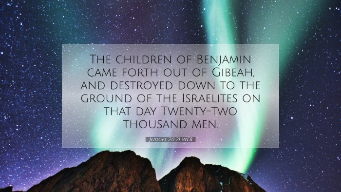 Picture 07 - Judges 20:21 WEB Desktop Wallpaper - The children of Benjamin came forth out of - Desktop Bible Verse Wallpaper