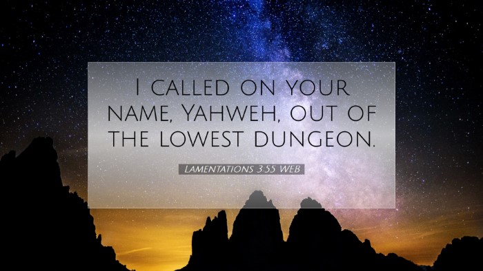 Picture 07 - Lamentations 3:55 WEB Desktop Wallpaper - I called on your name, Yahweh, out of the lowest - Desktop Bible Verse Wallpaper
