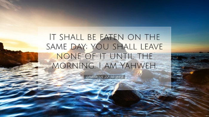 Picture 07 - Leviticus 22:30 WEB Desktop Wallpaper - It shall be eaten on the same day; you shall - Desktop Bible Verse Wallpaper