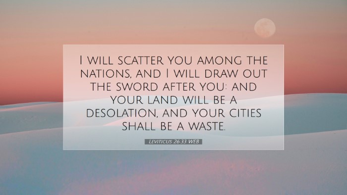 Picture 07 - Leviticus 26:33 WEB Desktop Wallpaper - I will scatter you among the nations, and I will - Desktop Bible Verse Wallpaper
