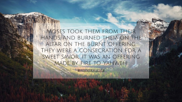 Picture 07 - Leviticus 8:28 WEB Desktop Wallpaper - Moses took them from their hands, and burned them - Desktop Bible Verse Wallpaper