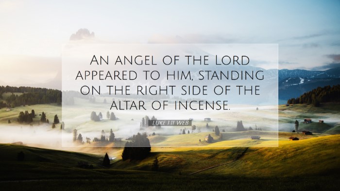 Picture 07 - Luke 1:11 WEB Desktop Wallpaper - An angel of the Lord appeared to him, standing on - Desktop Bible Verse Wallpaper