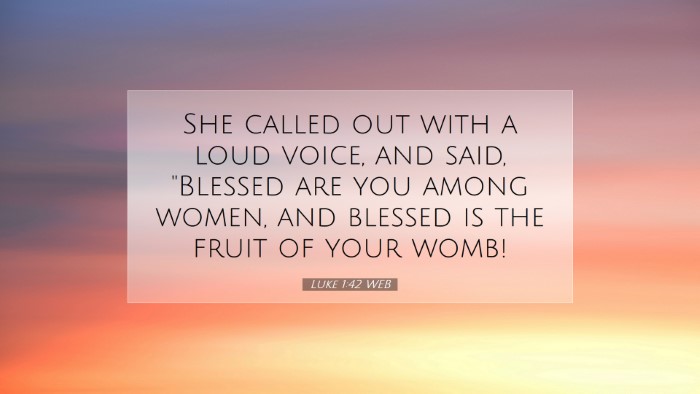 Picture 07 - Luke 1:42 WEB Desktop Wallpaper - She called out with a loud voice, and said, - Desktop Bible Verse Wallpaper