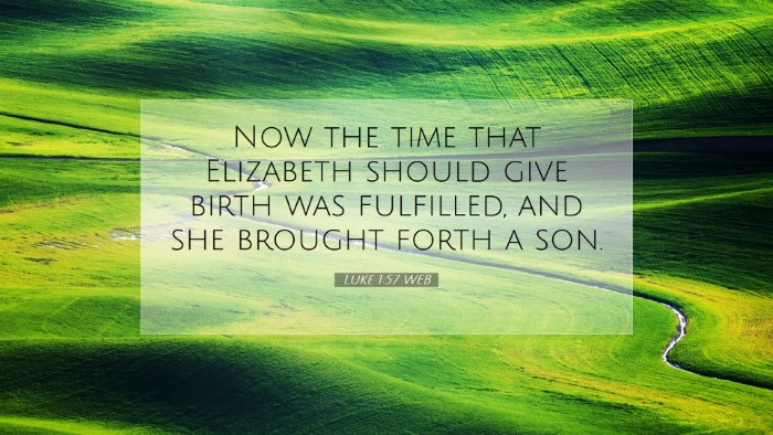 Picture 07 - Luke 1:57 WEB Desktop Wallpaper - Now the time that Elizabeth should give birth was - Desktop Bible Verse Wallpaper