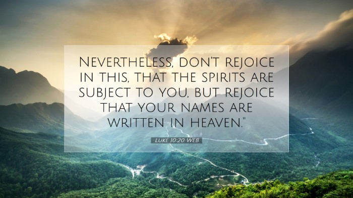 Picture 07 - Luke 10:20 WEB Desktop Wallpaper - Nevertheless, don't rejoice in this, that the - Desktop Bible Verse Wallpaper