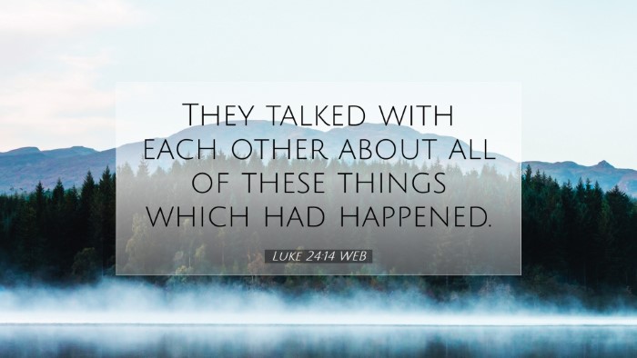 Picture 07 - Luke 24:14 WEB Desktop Wallpaper - They talked with each other about all of these - Desktop Bible Verse Wallpaper