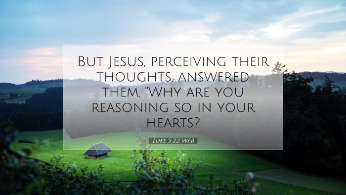 Picture 07 - Luke 5:22 WEB Desktop Wallpaper - But Jesus, perceiving their thoughts, answered - Desktop Bible Verse Wallpaper