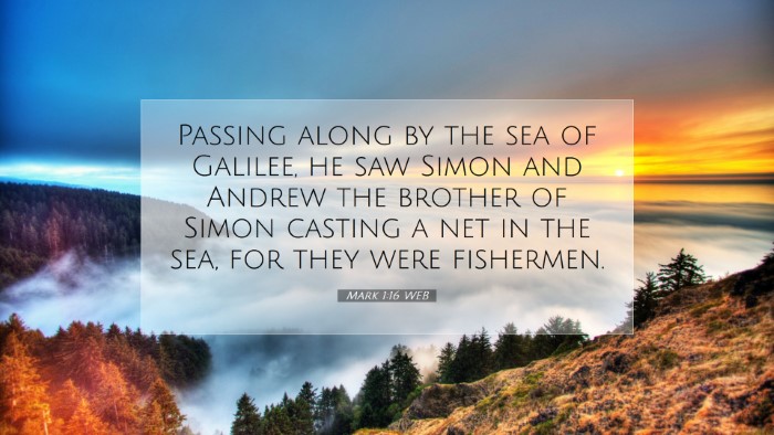 Picture 07 - Mark 1:16 WEB Desktop Wallpaper - Passing along by the sea of Galilee, he saw Simon - Desktop Bible Verse Wallpaper