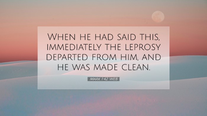 Picture 07 - Mark 1:42 WEB Desktop Wallpaper - When he had said this, immediately the leprosy - Desktop Bible Verse Wallpaper