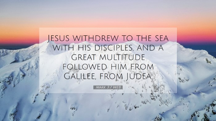 Picture 07 - Mark 3:7 WEB Desktop Wallpaper - Jesus withdrew to the sea with his disciples, and - Desktop Bible Verse Wallpaper