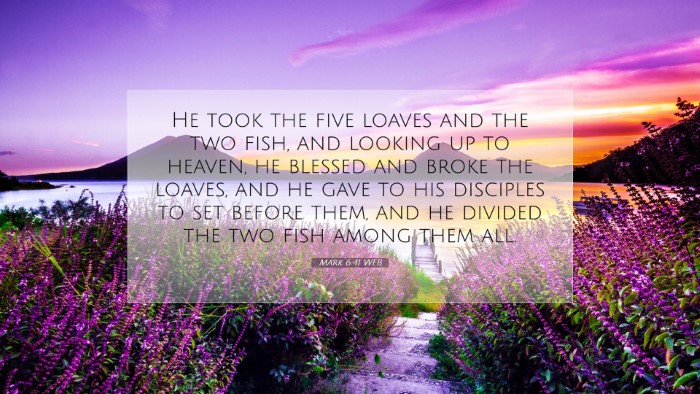 Picture 07 - Mark 6:41 WEB Desktop Wallpaper - He took the five loaves and the two fish, and - Desktop Bible Verse Wallpaper