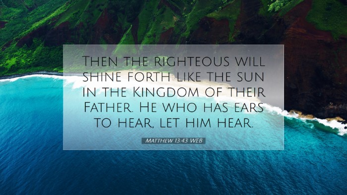 Picture 07 - Matthew 13:43 WEB Desktop Wallpaper - Then the righteous will shine forth like the sun - Desktop Bible Verse Wallpaper