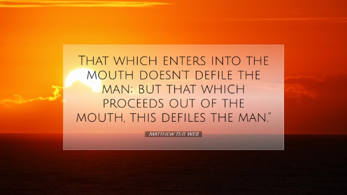 Picture 07 - Matthew 15:11 WEB Desktop Wallpaper - That which enters into the mouth doesn't defile - Desktop Bible Verse Wallpaper