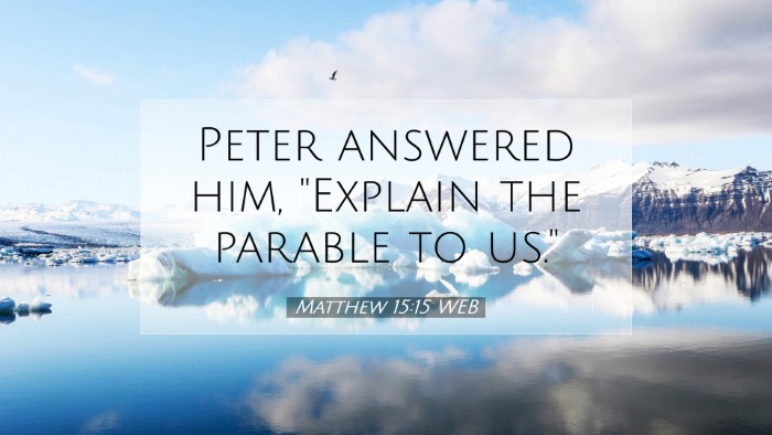 Picture 07 - Matthew 15:15 WEB Desktop Wallpaper - Peter answered him, 