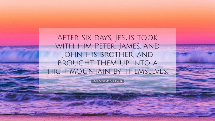 Picture 07 - Matthew 17:1 WEB Desktop Wallpaper - After six days, Jesus took with him Peter, James, - Desktop Bible Verse Wallpaper