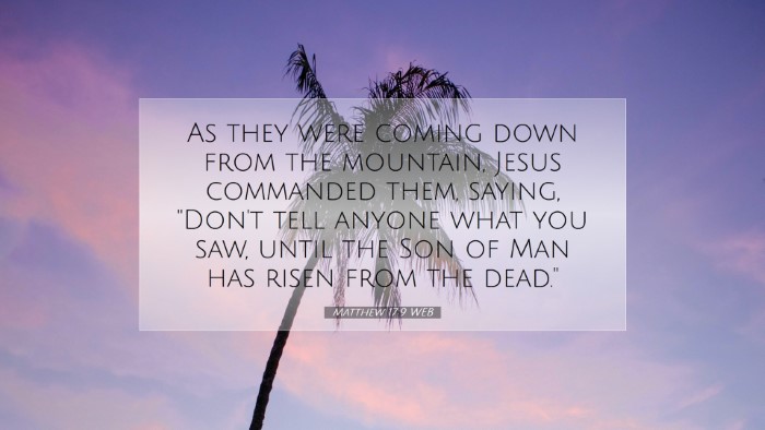 Picture 07 - Matthew 17:9 WEB Desktop Wallpaper - As they were coming down from the mountain, Jesus - Desktop Bible Verse Wallpaper