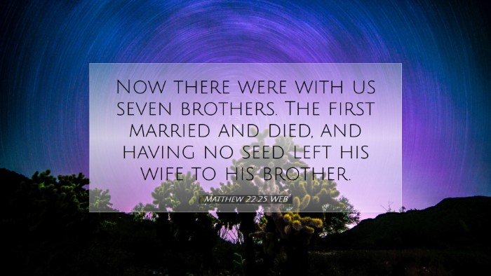 Picture 07 - Matthew 22:25 WEB Desktop Wallpaper - Now there were with us seven brothers. The first - Desktop Bible Verse Wallpaper