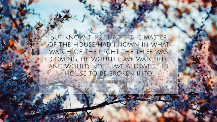 Picture 07 - Matthew 24:43 WEB Desktop Wallpaper - But know this, that if the master of the house - Desktop Bible Verse Wallpaper