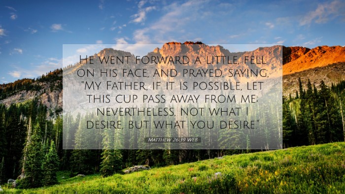 Picture 07 - Matthew 26:39 WEB Desktop Wallpaper - He went forward a little, fell on his face, and - Desktop Bible Verse Wallpaper