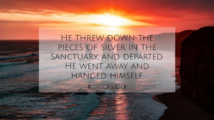 Picture 07 - Matthew 27:5 WEB Desktop Wallpaper - He threw down the pieces of silver in the - Desktop Bible Verse Wallpaper