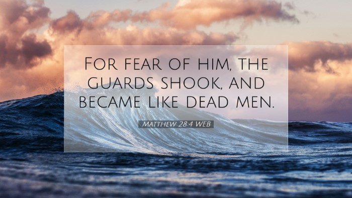 Picture 07 - Matthew 28:4 WEB Desktop Wallpaper - For fear of him, the guards shook, and became - Desktop Bible Verse Wallpaper