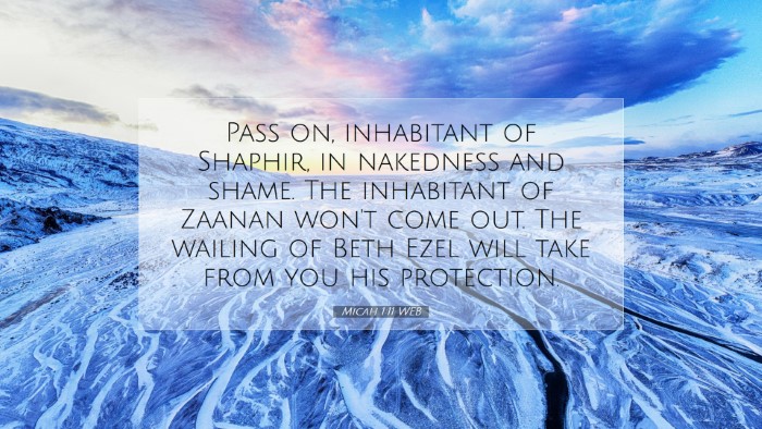 Picture 07 - Micah 1:11 WEB Desktop Wallpaper - Pass on, inhabitant of Shaphir, in nakedness and - Desktop Bible Verse Wallpaper