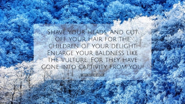 Picture 07 - Micah 1:16 WEB Desktop Wallpaper - Shave your heads, And cut off your hair for the - Desktop Bible Verse Wallpaper
