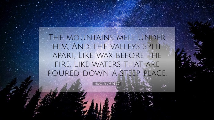 Picture 07 - Micah 1:4 WEB Desktop Wallpaper - The mountains melt under him, And the valleys - Desktop Bible Verse Wallpaper