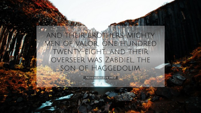 Picture 07 - Nehemiah 11:14 WEB Desktop Wallpaper - and their brothers, mighty men of valor, one - Desktop Bible Verse Wallpaper