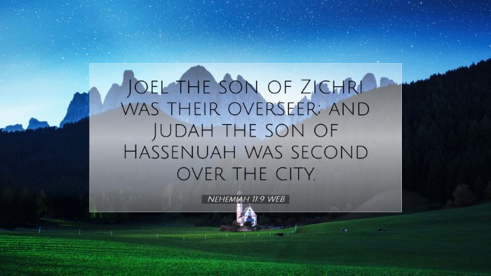 Picture 07 - Nehemiah 11:9 WEB Desktop Wallpaper - Joel the son of Zichri was their overseer; and - Desktop Bible Verse Wallpaper